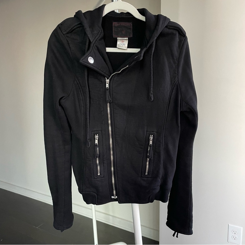 True Religion Black Zip-Up Hoodie